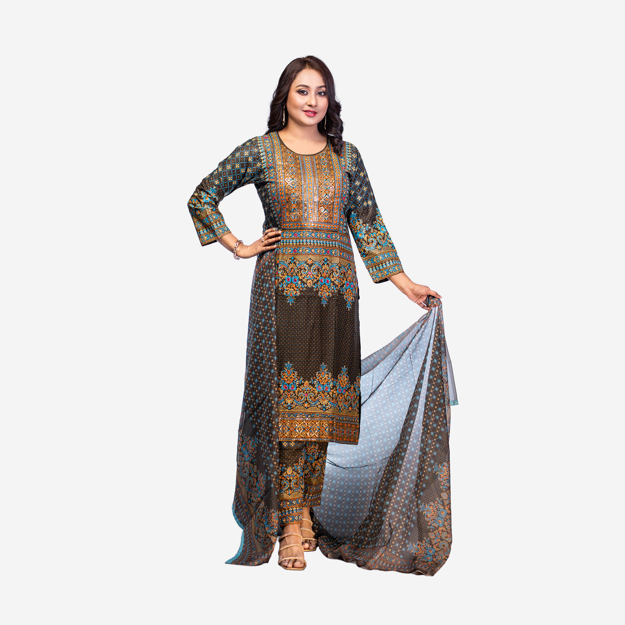 Midnight Noor Salwar Kameez Traditional Set (1) Midnight Noor Salwar Kameez Traditional Set - Image 1